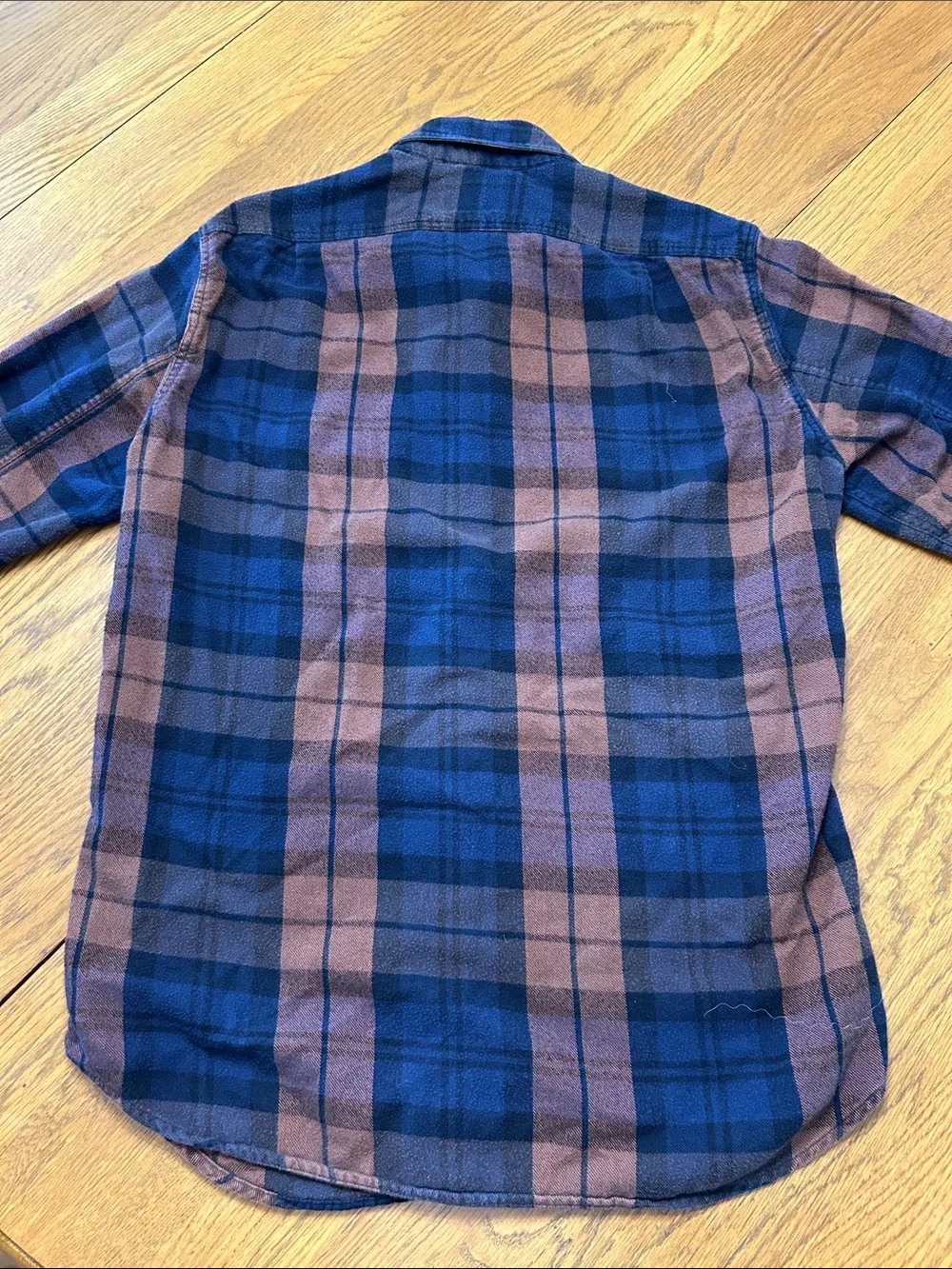 J. Crew Navy and Brown Plaid Flannel Button-Down Shirt
